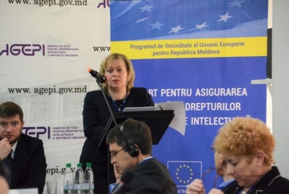 EAPO representative speaking at the AGEPI symposium, Chisinau, April 2017