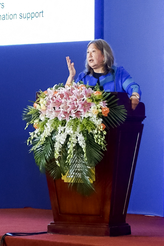 S. Tlevlessova speaks at the High Level Conference, August 28, 2018, Beijing